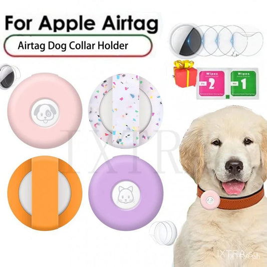 AirTag 犬用首輪ホルダー、Apple AirTag対応 シリコン製猫用首輪ケース、迷子防止 AirTag ケース首輪ホルダー