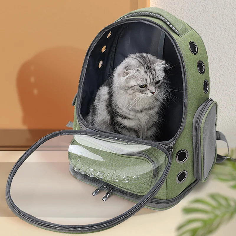 透明ペットキャリーバッグ 猫・小型犬用 通気性抜群のアウトドア旅行用リュック ペット用品