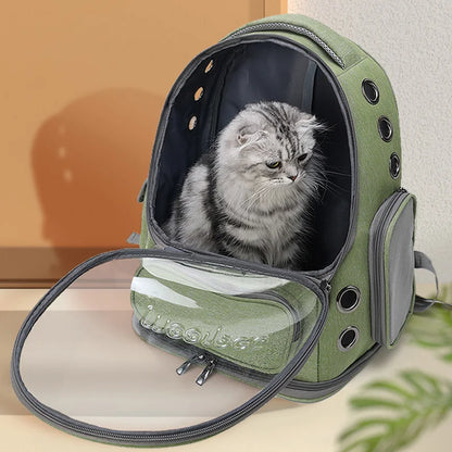 透明ペットキャリーバッグ 猫・小型犬用 通気性抜群のアウトドア旅行用リュック ペット用品