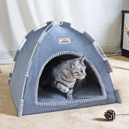 折りたたみ式猫ハウス ペットテント 四季対応 猫犬兼用 ペットベッド 夏用クールマット 屋外ポータブル 折りたたみ 通気性