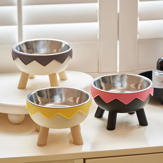 カラフルなドーパミン風ペットボウル おしゃれな大容量ステンレス製犬用フードボウル・給水器・猫用首に優しい卵型ボウル