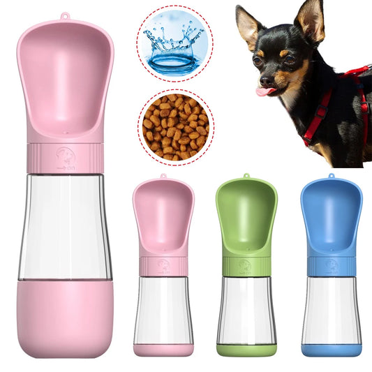 犬猫用2-in-1ポータブル給水ボトル – 小型・大型ペット用携帯ウォーターボウル＆フードフィーダー