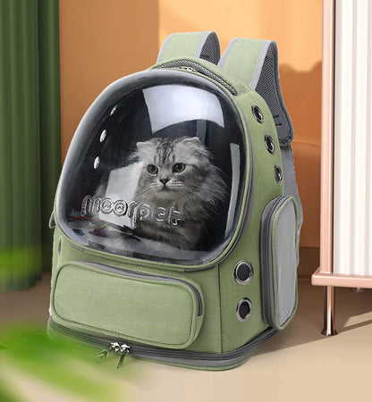 透明ペットキャリーバッグ 猫・小型犬用 通気性抜群のアウトドア旅行用リュック ペット用品