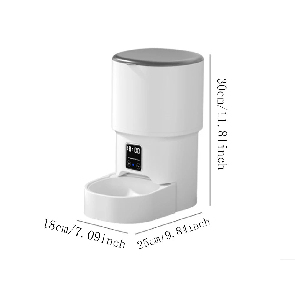 4L WiFiボタン式自動ペットフィーダー スマート猫・犬用フードディスペンサー (5V 1Aプラグなし)