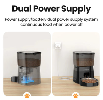 自動犬用フィーダー スマートペットフードディスペンサー 猫・犬用 自動フードストレージコンテナ ボタン式給餌ボウル