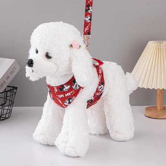 ディズニー アーミーグリーン迷彩柄犬用リードセット 春夏用犬アクセサリー 分離可能コットン製首輪・ハーネス
