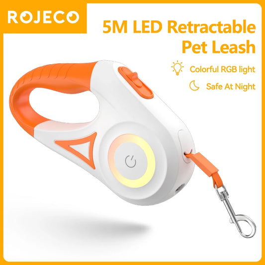 5M 自動リード リトラクタブル LED ルミナス ライティング ファッションライト ストラップ ドッグ用