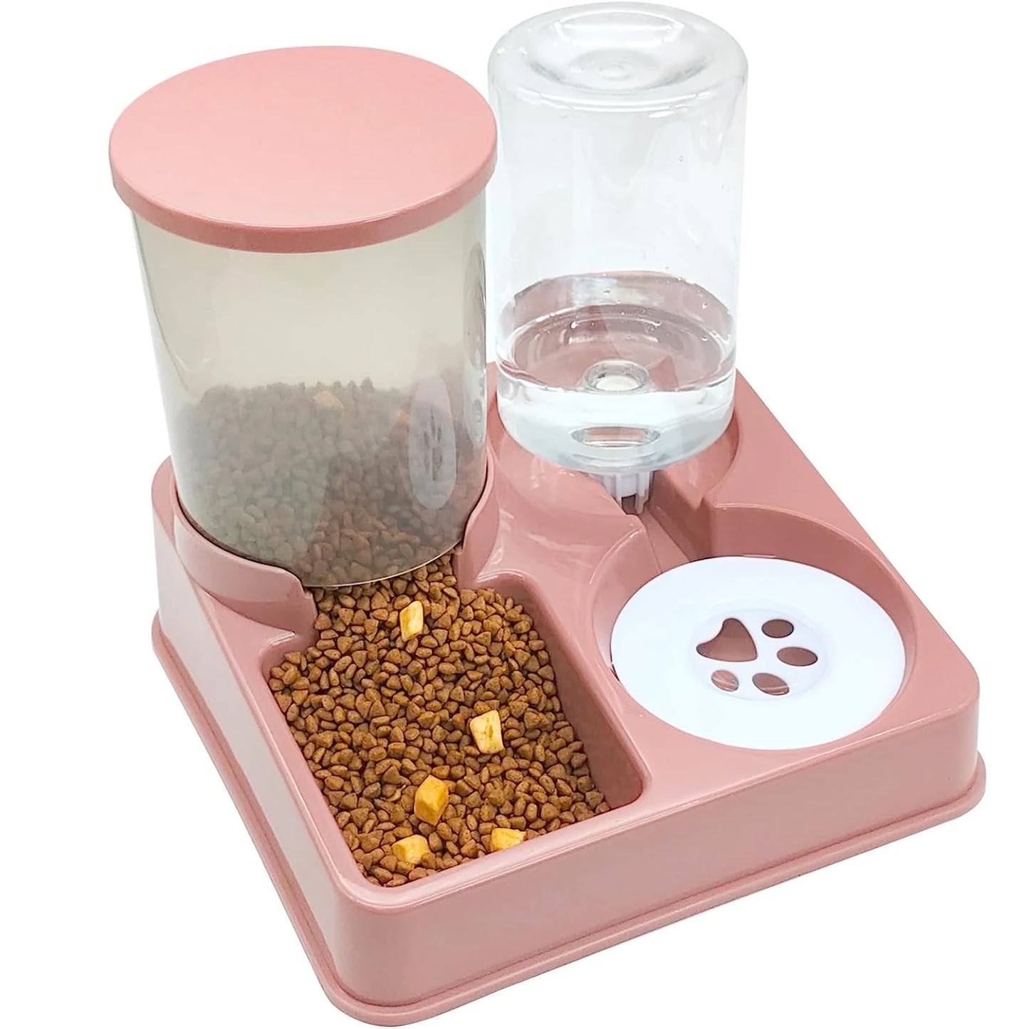 自動猫給餌器＆ウォーターディスペンサーセット – 2 in 1 傾斜型自動ペットフード＆水分補給器 グラビティ給餌器と水分補給器