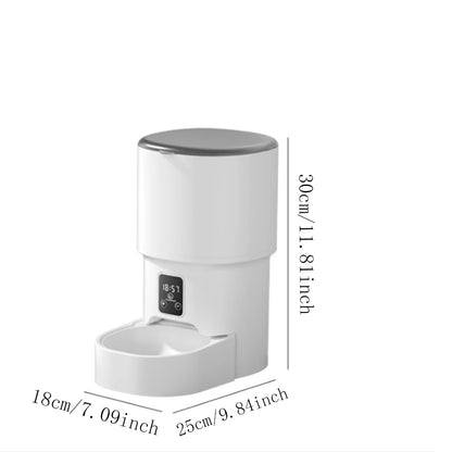 4L WiFiボタン式自動ペットフィーダー スマート猫・犬用フードディスペンサー (5V 1Aプラグなし)