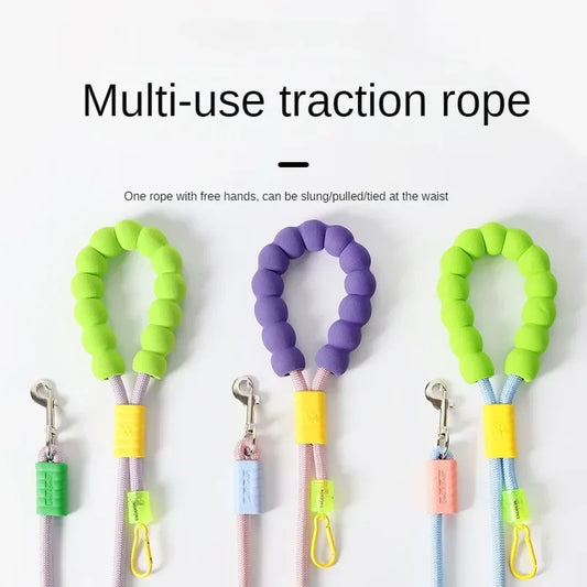 ドッグリード クロスボディで着用可能 クラウドフォームコットンハンドル コントラストカラーPロープ 子犬用 ペットウォーキング用