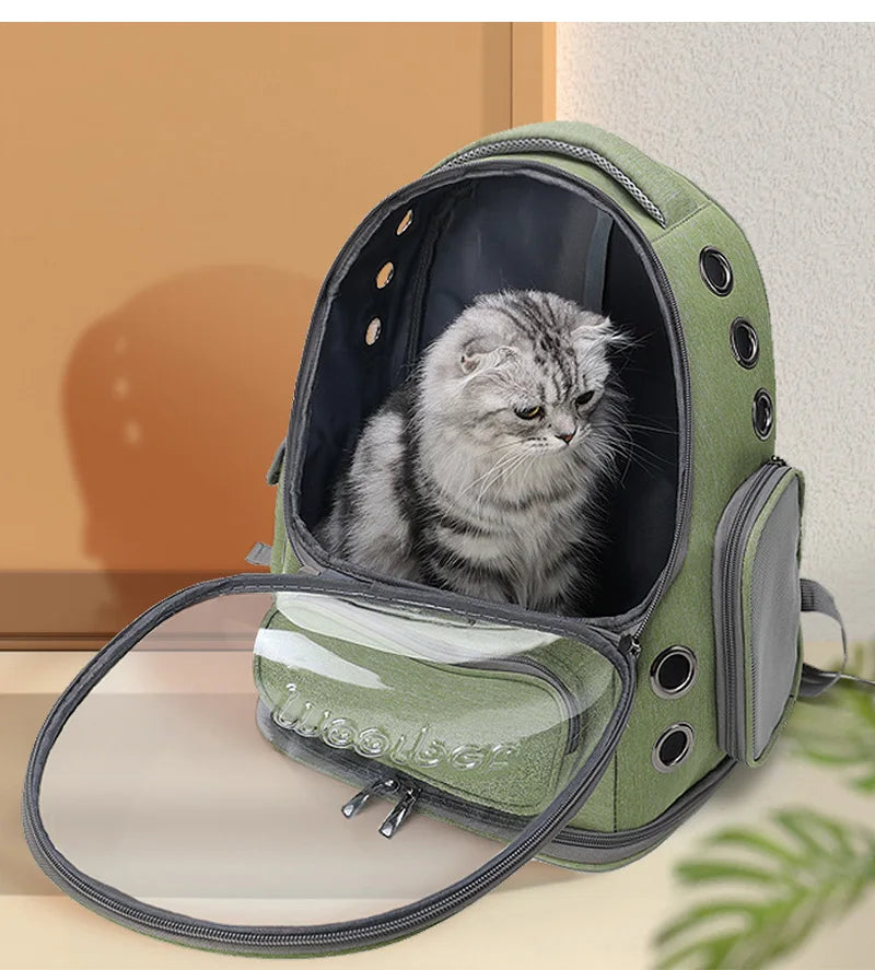 透明ペットキャリーバッグ 猫・小型犬用 通気性抜群のアウトドア旅行用リュック ペット用品