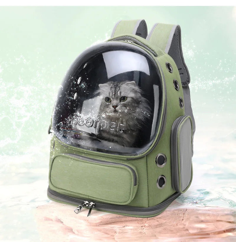 透明ペットキャリーバッグ 猫・小型犬用 通気性抜群のアウトドア旅行用リュック ペット用品